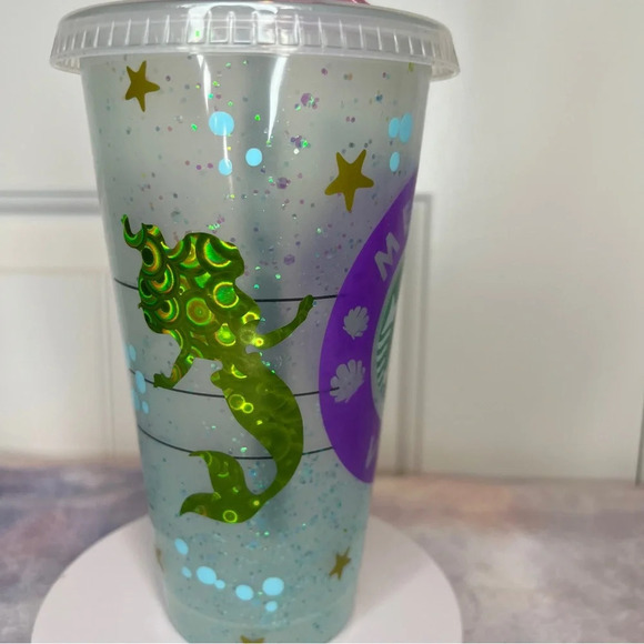 Mermaid Vibes Custom Reusable Starbucks 24oz Cold Cup Coated in Epoxy Resin - Picture 10 of 10